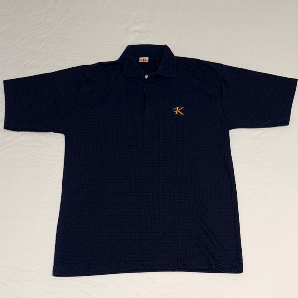 Calvin Klein Mens Polo Shirt Classic Style Logo Relaxed Polo Navy Blue Size XL